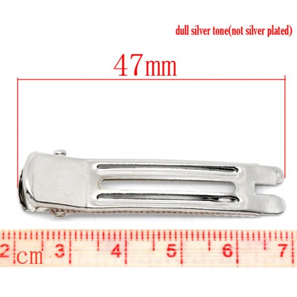 Set van 30 haarspelden krokodillenklemmen - zilverkleurig 47 mm x 12 mm.