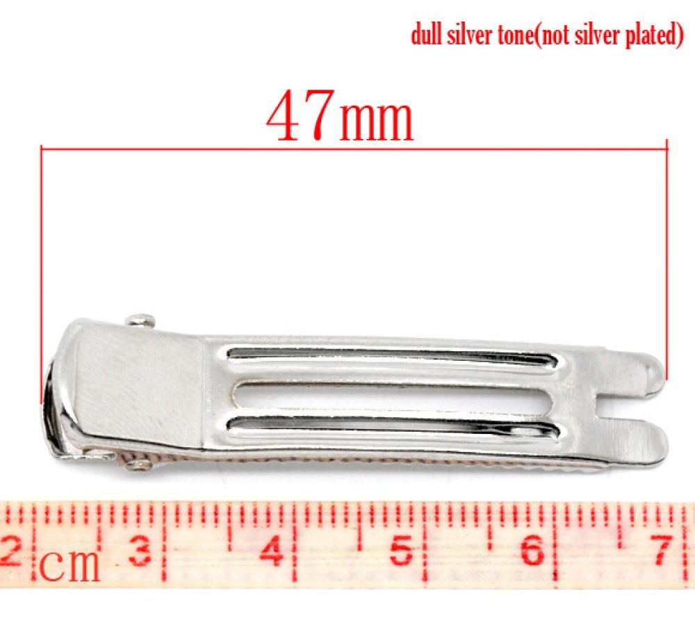Set van 30 haarspelden krokodillenklemmen - zilverkleurig 47 mm x 12 mm.