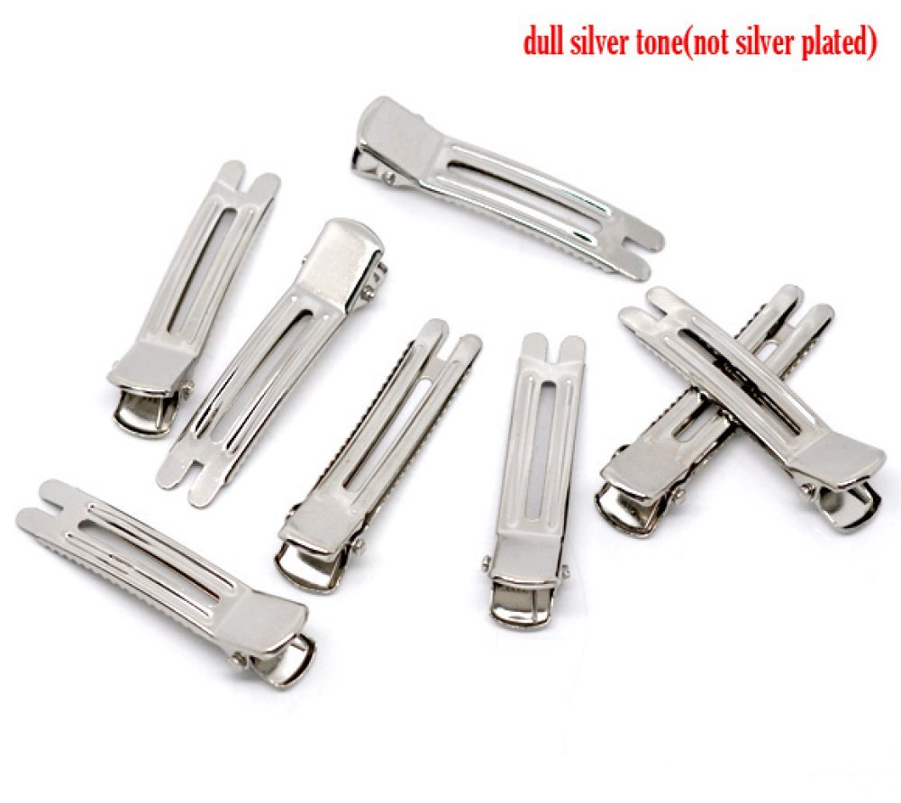 Set van 30 haarspelden krokodillenklemmen - zilverkleurig 47 mm x 12 mm.