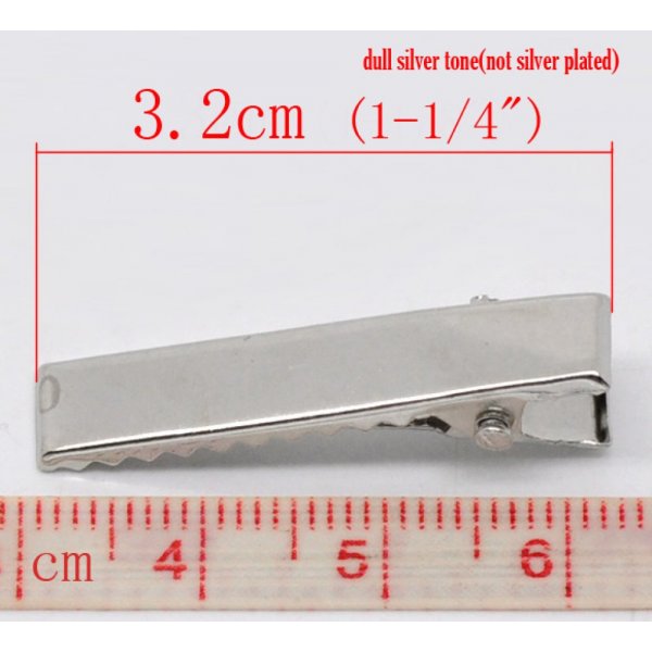 Set van 50 Krokodillenklemmen - Zilverkleur 32 mm x 7 mm.