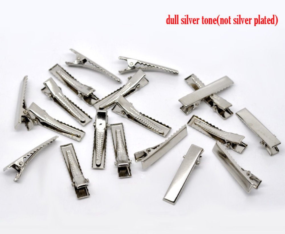 Set van 50 Krokodillenklemmen - Zilverkleur 32 mm x 7 mm.