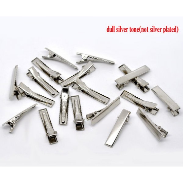 Set van 50 Krokodillenklemmen - Zilverkleur 32 mm x 7 mm.