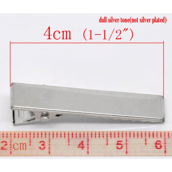 Lot de 50 &eacute;pingles cheveux pinces barrettes Crocodiles - Couleur Argent 40 mm x 8 mm