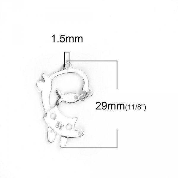 Set van 5 Zink Alloy Cat Charms Nr. 3 Zilveren Vis Cat 29 mm x 19 mm