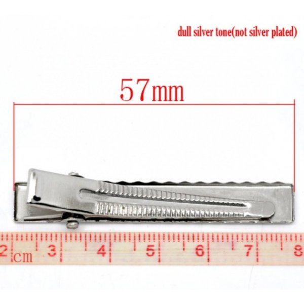 Set van 5 krokodillenklemmen - Zilver 56 mm x 8 mm