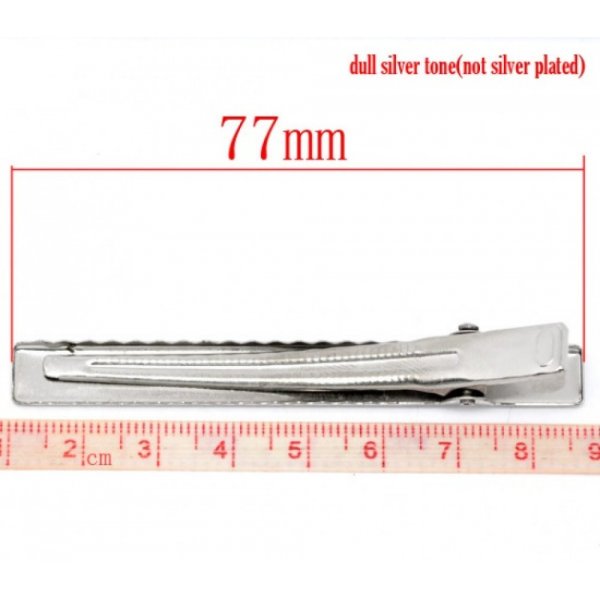 Set van 5 krokodillenklemmen - Zilver 75 mm x 9 mm