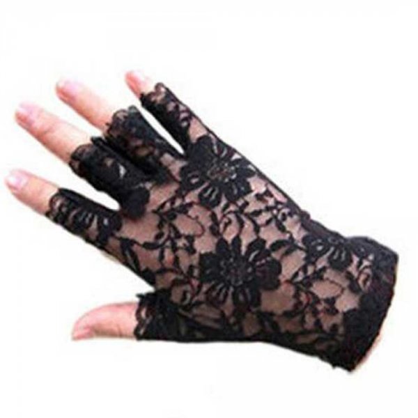 Mitaine Dentelle Noir Mariage N&deg;02