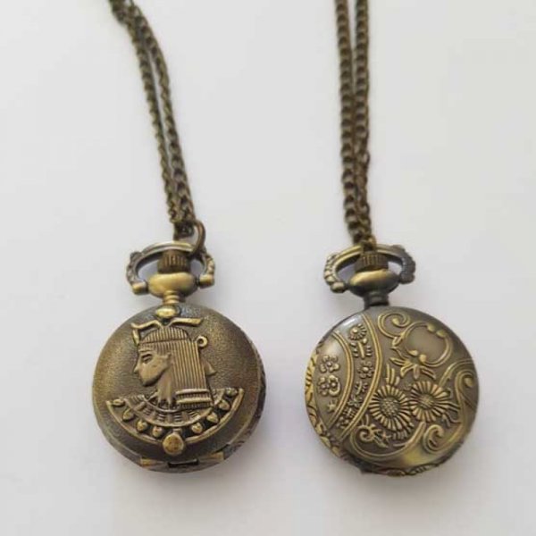 Antiek Brons Egyptisch Horloge met Ketting