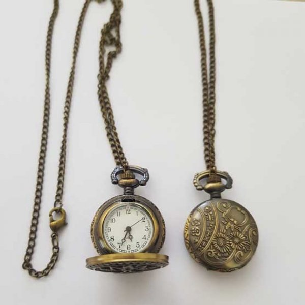 Fleur 01 Brons Antiek Gousset Horloge met Ketting