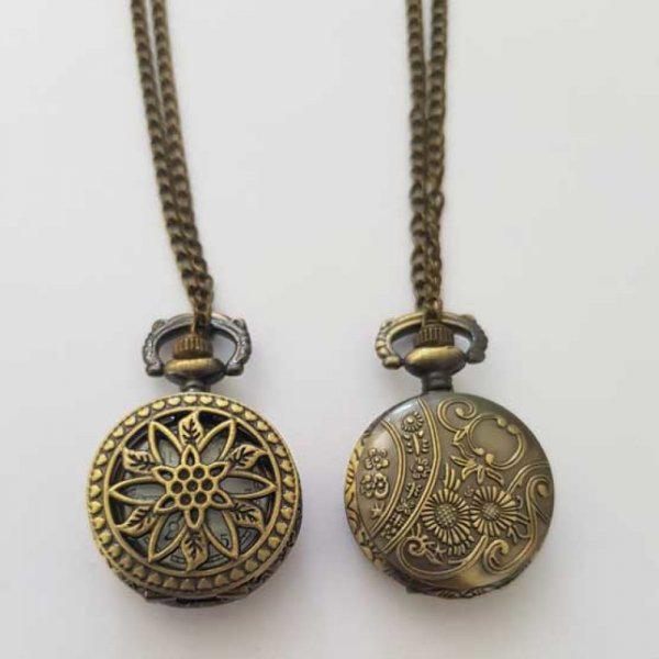 Fleur 01 Brons Antiek Gousset Horloge met Ketting