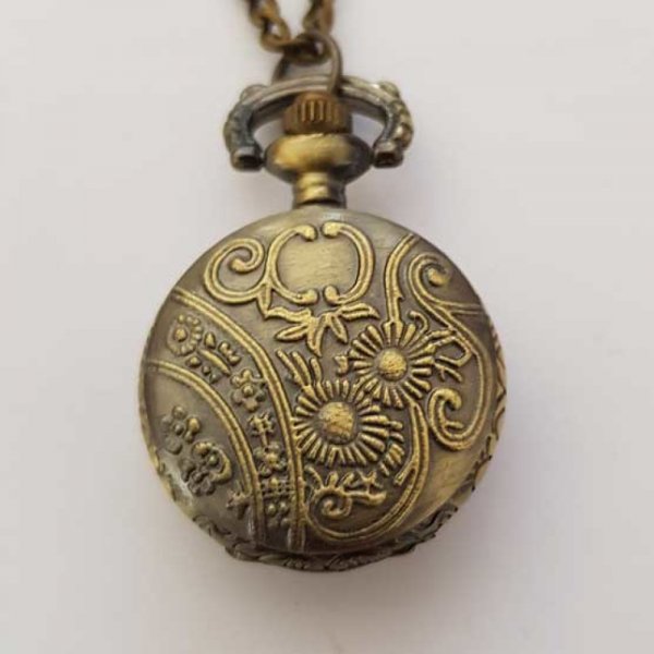 Montre Gousset Libellule Bronze Antique avec Cha&icirc;ne