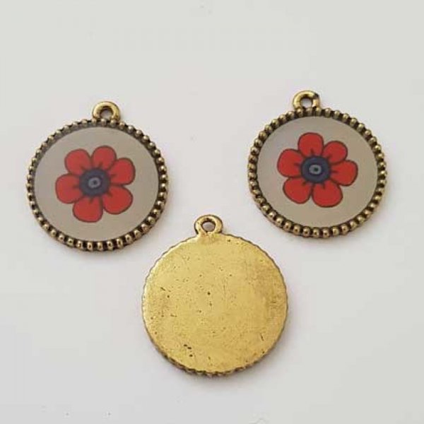 Pendentif Cabochon 18 mm Fantaisie N&deg;01-03 Fleur