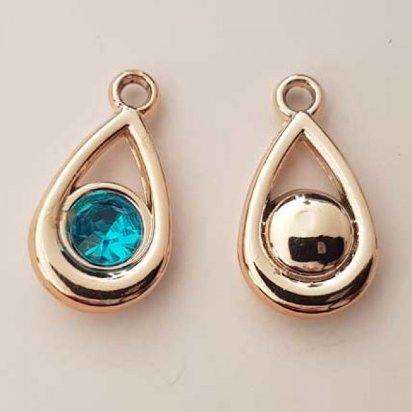 Pendentif en plastique et strass acrylique goute N&deg;05 turquoise