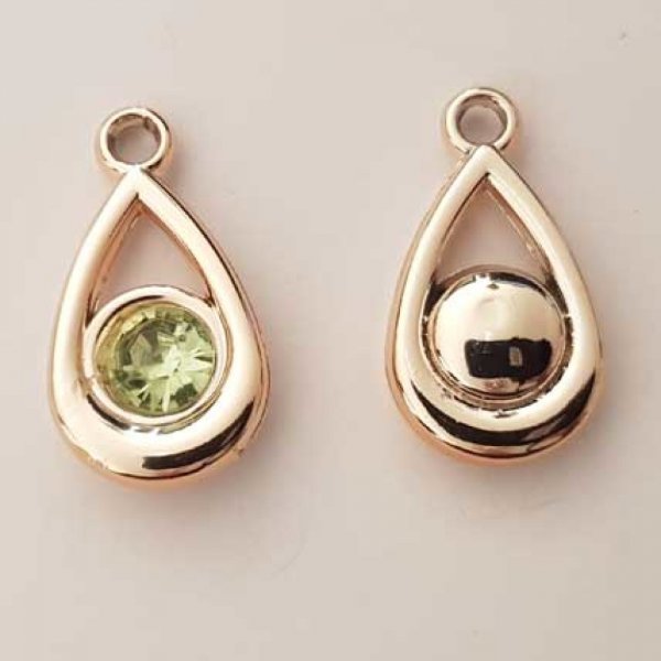 Pendentif en plastique et strass acrylique goute N&deg;05 vert