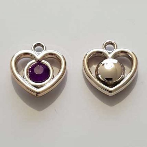 Pendentif en plastique et strass acrylique c&oelig;ur N&deg;01 violet