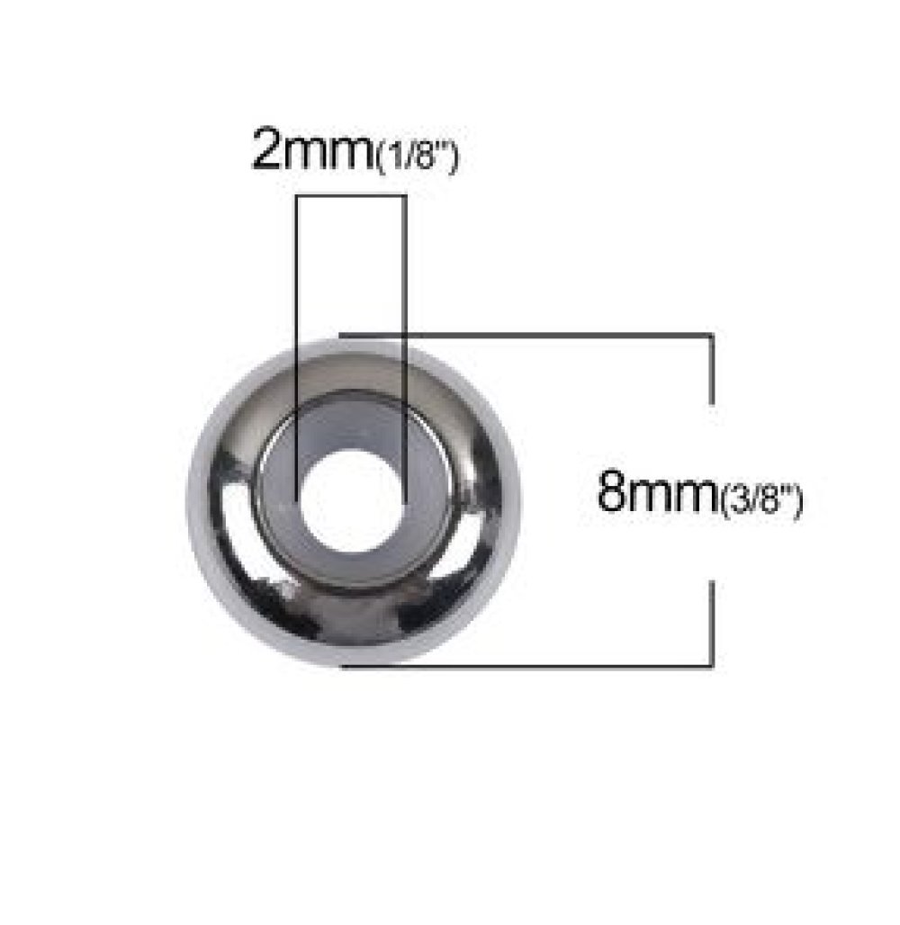 8 mm roestvrij stalen kraal (met verstelbare siliconen kern).