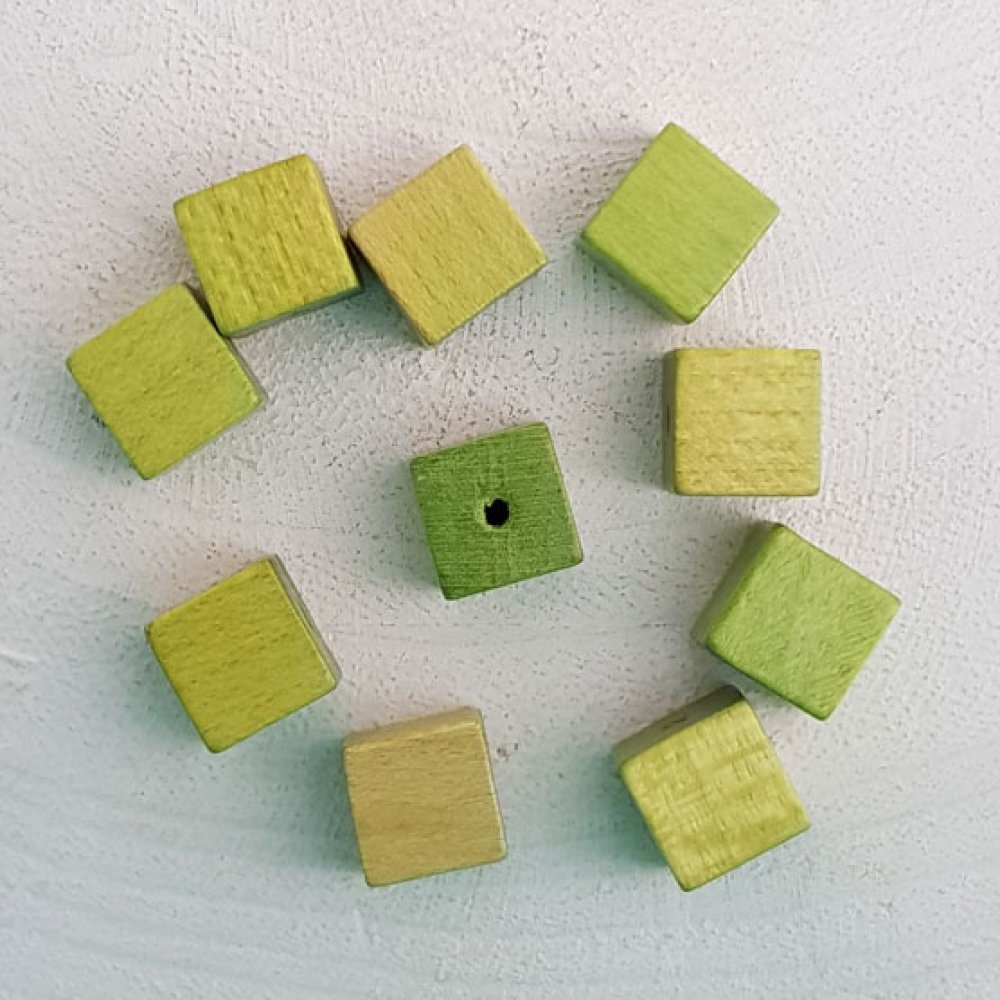 Houten Kubus / Vierkant 10 mm Groen