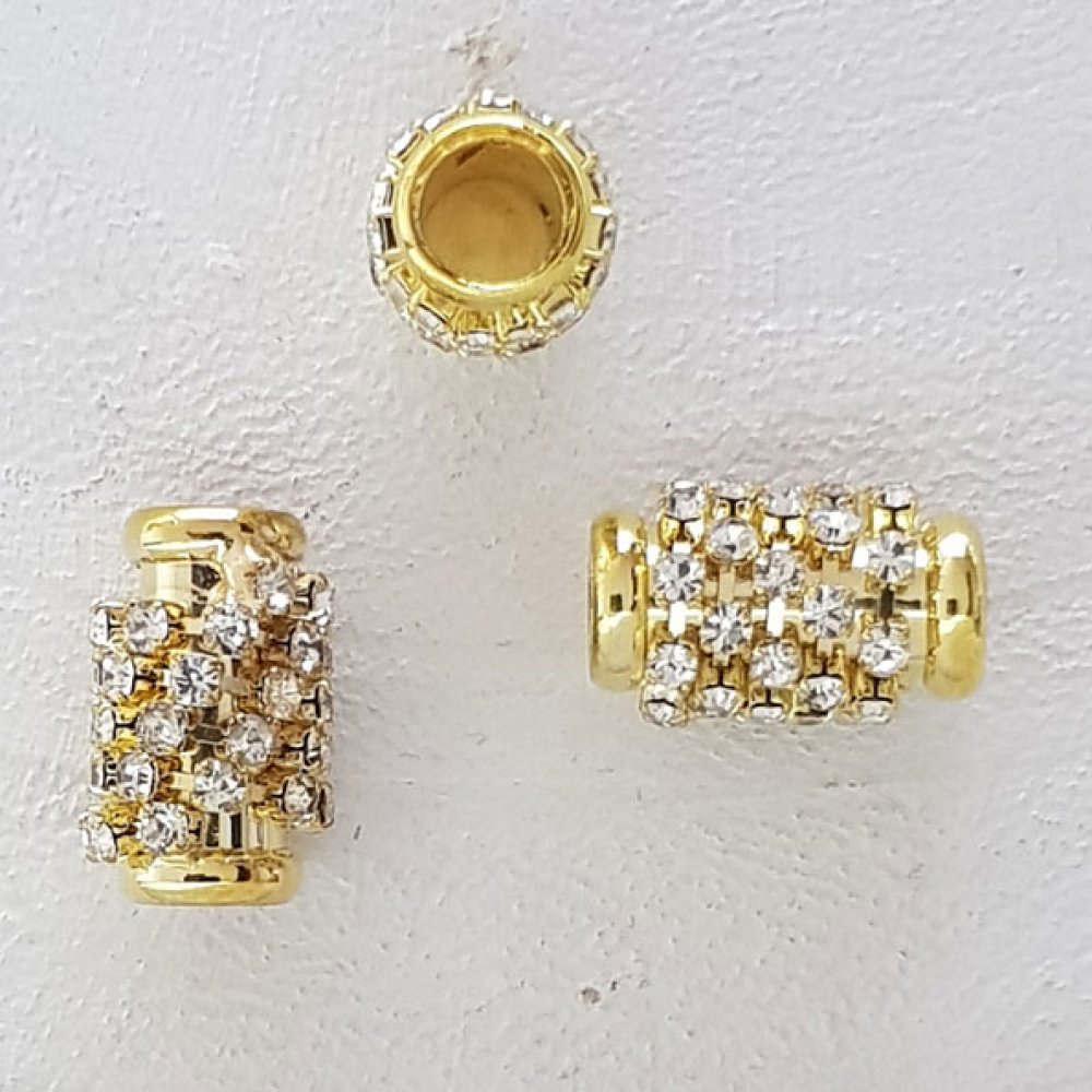 Gouden kraal en Strass N°01 x 10 stuks