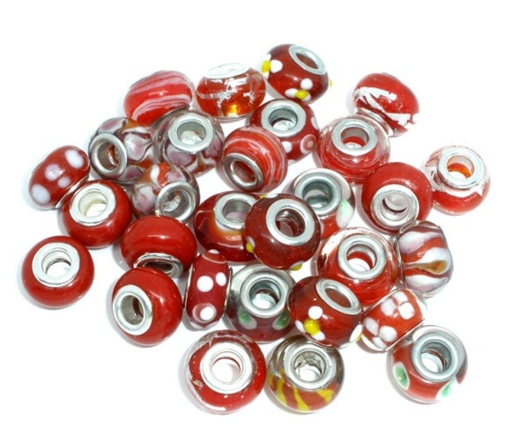 Parel N°0000 Lot van 100 mix Rood