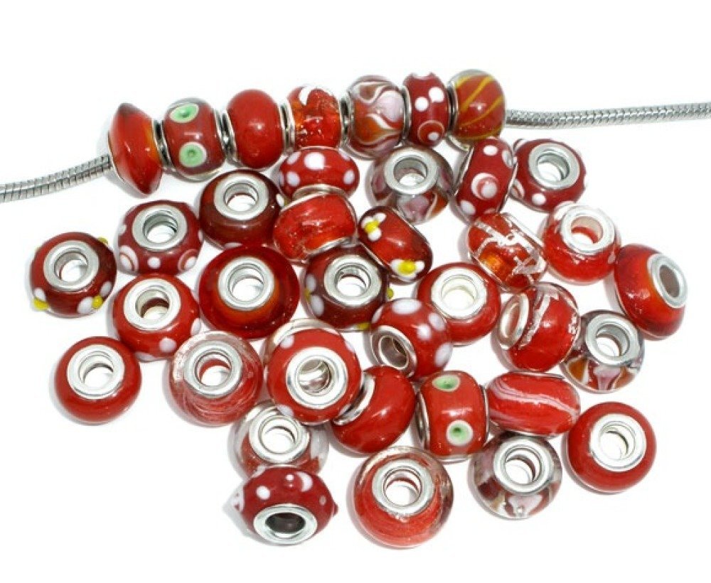 Parel N°0000 Lot van 100 mix Rood