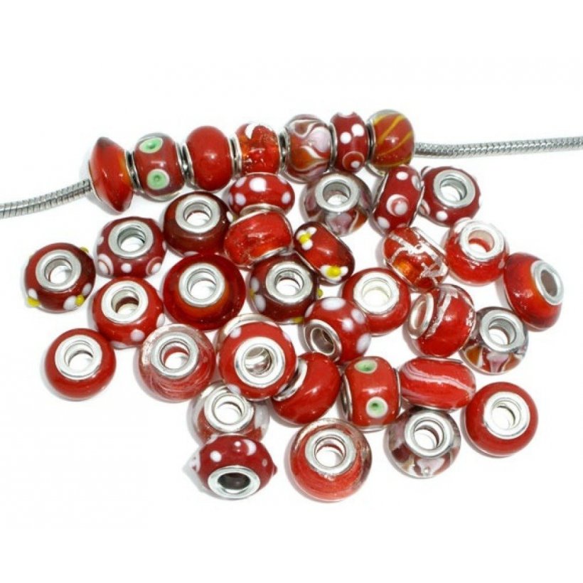 Parel N°0000 Lot van 100 mix Rood