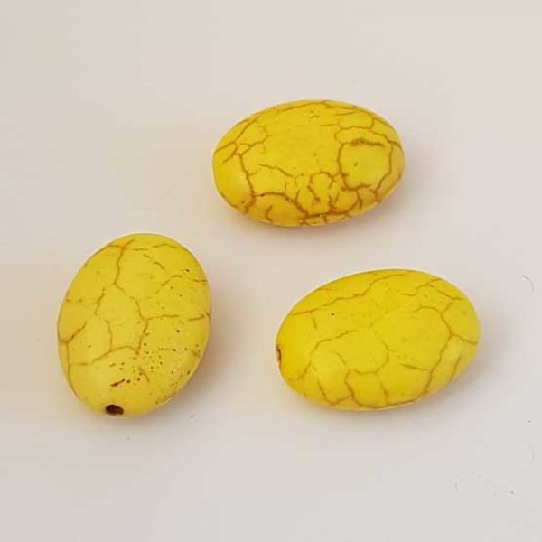 Perle Ovale Craquel&eacute; Jaune 17 mm N&deg;01