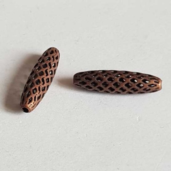 Perle Ovale m&eacute;tal 19 x 5 mm Bronze