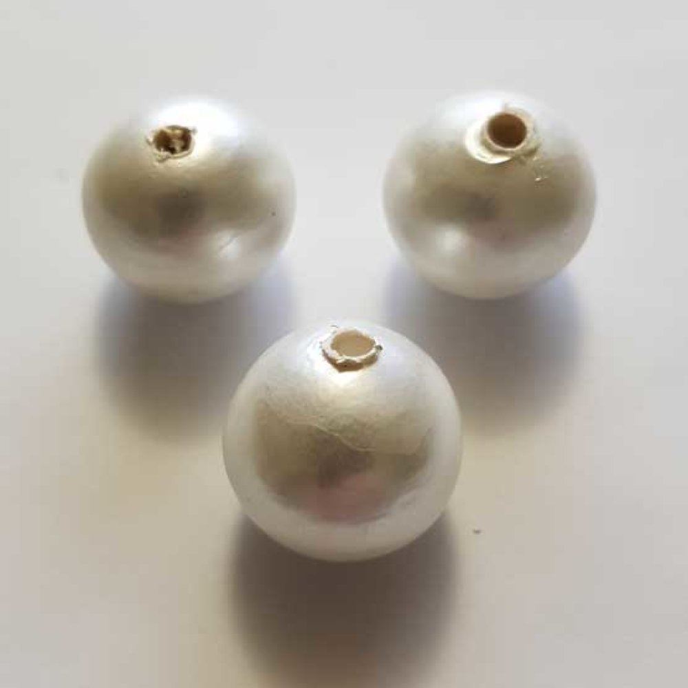 Ronde Parel Papier Mache GT 24mm Witte Parel
