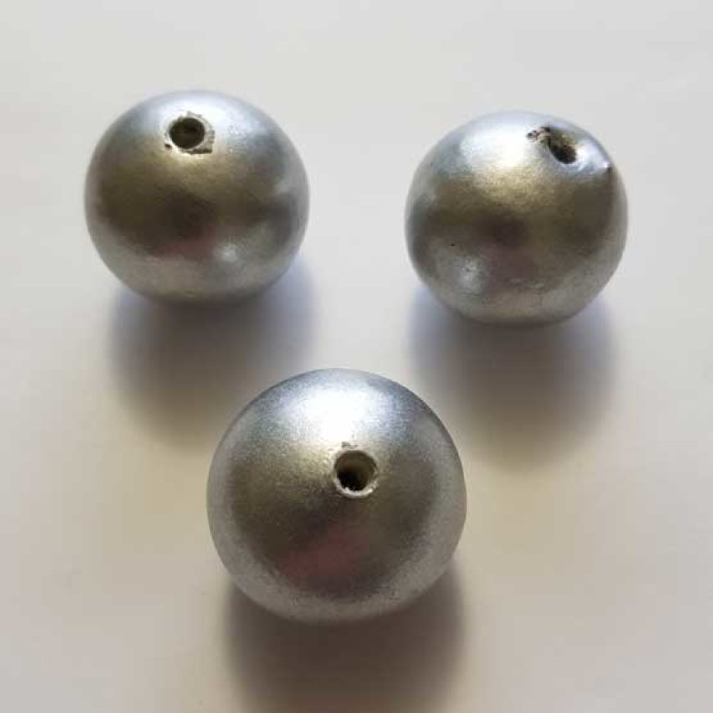 Ronde kraal Papier Maché GT 30mm Zilver