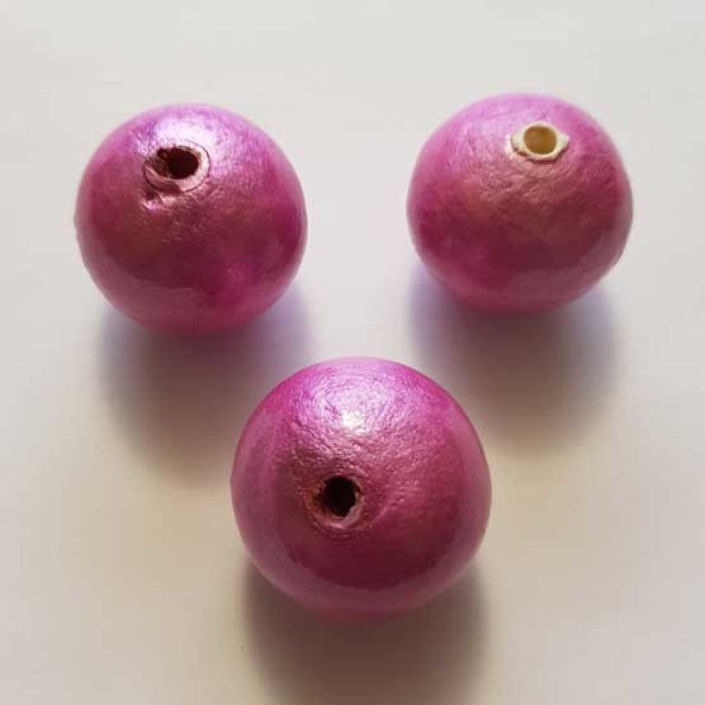 Ronde kraal Papier Maché GT 30mm Fushia
