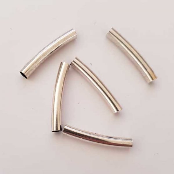 Perle Tube Courb&eacute; N&deg;02 Argent Vieilli 30 mm