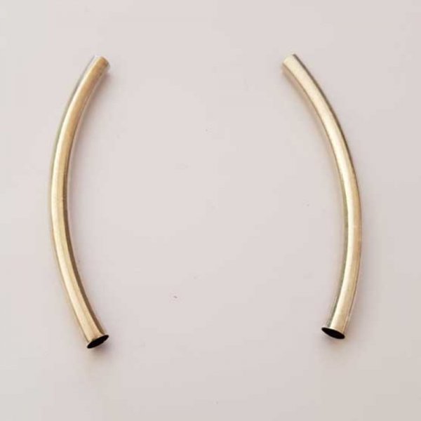 Perle Tube Courb&eacute; N&deg;03 Argent Vieilli 68 mm