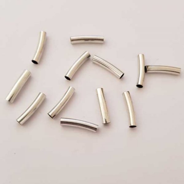 Perle Tube Courb&eacute; N&deg;08 Argent Vieilli 18 mm
