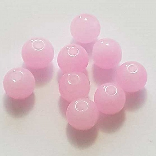 Perle Verre Ronde 10 mm Rose 01 x 1 Pi&egrave;ce