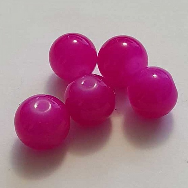 Perle Verre Ronde 12 mm Rose 02 x 1 Pi&egrave;ce