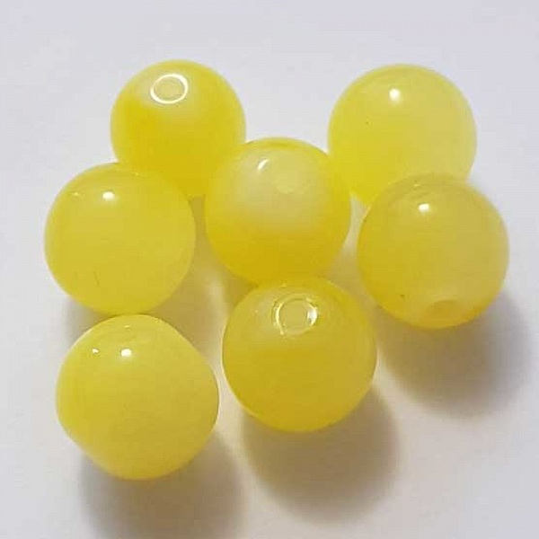 Perle Verre Ronde 12 mm Jaune 01 x 1 Pi&egrave;ce