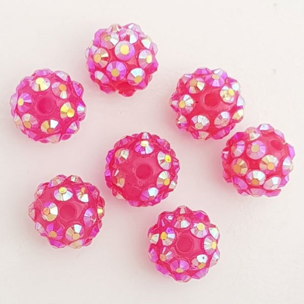 Acryl en strass kraal 10 mm shamballa stijl N&deg;02