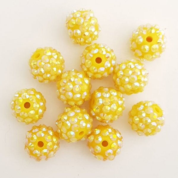 Acryl en strass kraal 14 mm shamballa stijl N&deg;01