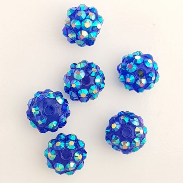 Acryl en strass kraal 10 mm shamballa stijl N&deg;03