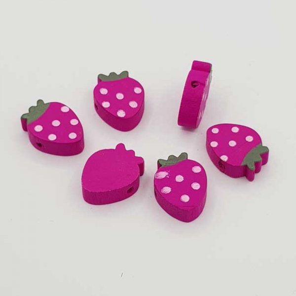 Houten kraal aardbeivorm paars N&deg;01-04