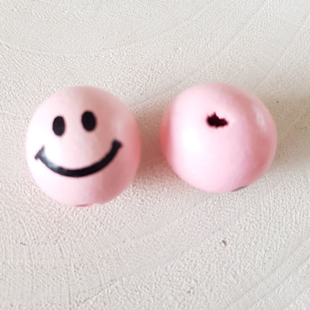 Houten kraal hoofd karakter N°06 Roze