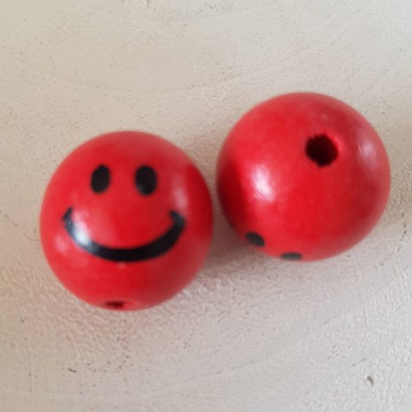 Houten kraal hoofd karakter N&deg;03 Rood