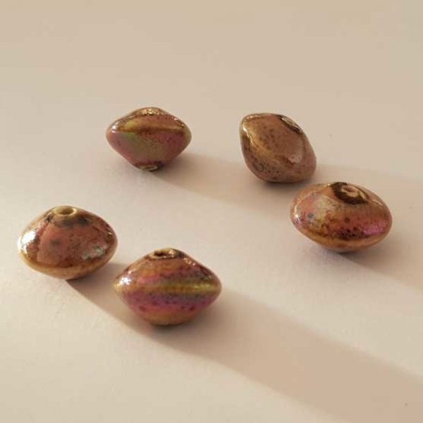 Perle fantaisie soucoupe c&eacute;ramique rose 20 mm N&deg;10