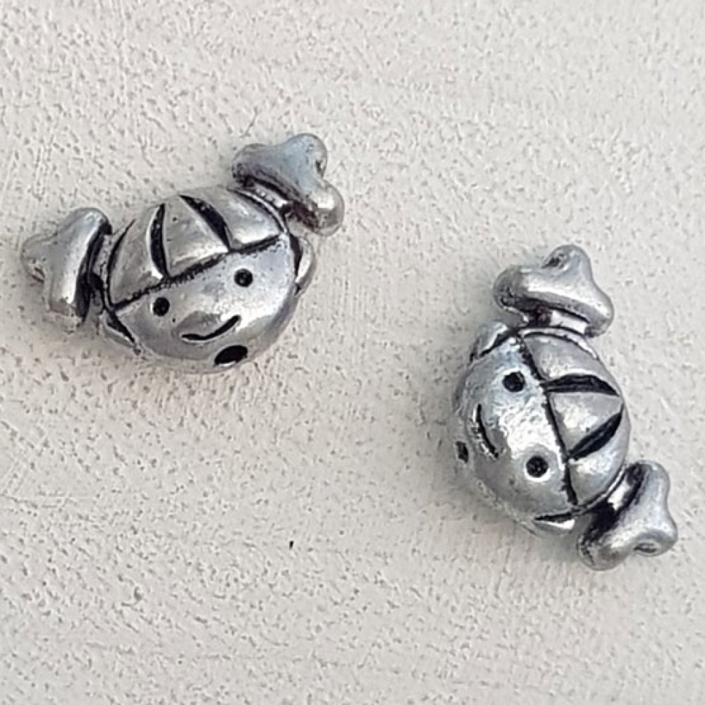 Metalen kraal Meisje 3D zilver N°01