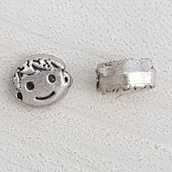Metalen kraal Boy 3D zilver N&deg;03
