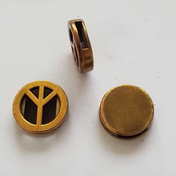 Perle passant pour cuir 10 mm Bronze N&deg;13