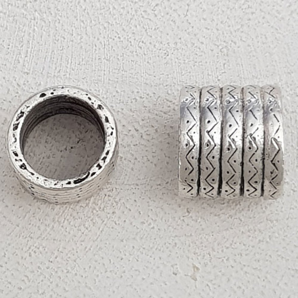 Zilveren buis kraal N°08
