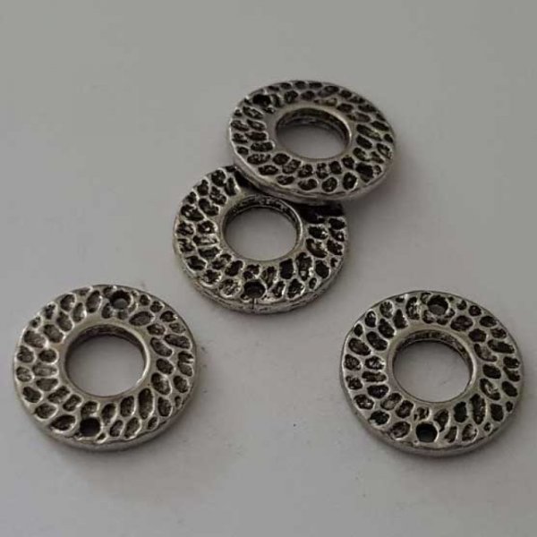 Perle rondelle plate anneau intercalaire en m&eacute;tal argent&eacute; 027 Argent