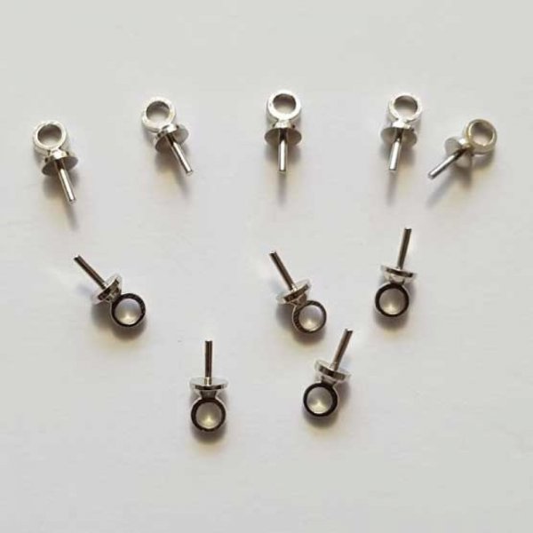 Piton &agrave; coller 7 x 3 mm Argent x 1 pi&egrave;ce