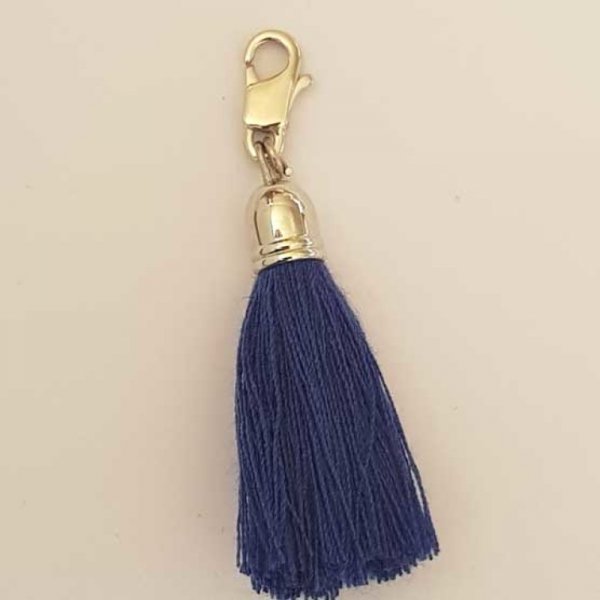 Pompon Mousqueton 45 mm Bleu Fonc&eacute;